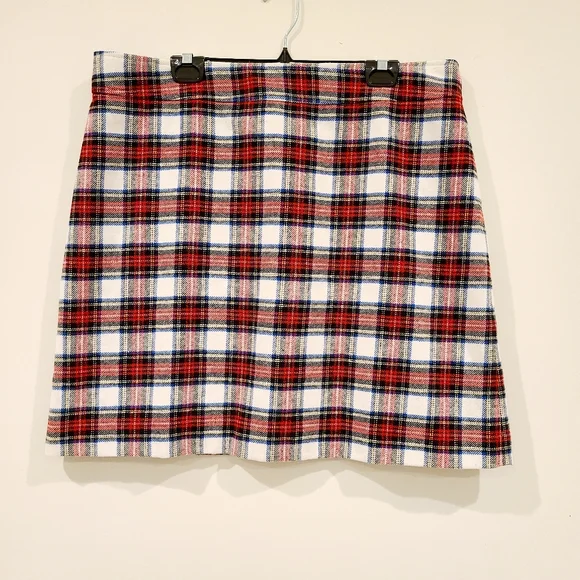 J.Crew Factory Red Plaid Mini Skirt - Picture 3 of 8